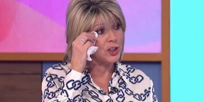 ruth langsford wipes away tears on loose women