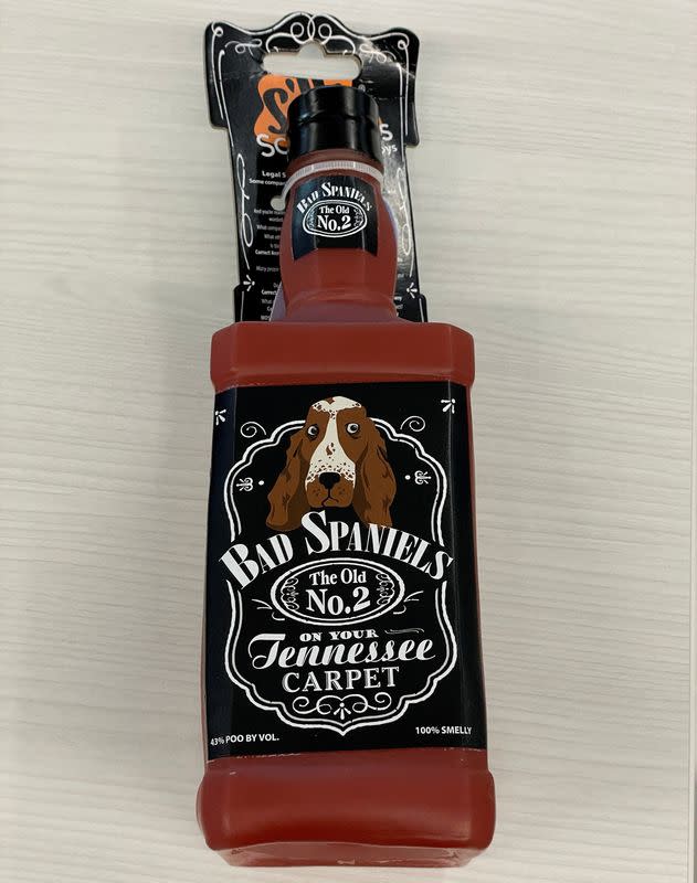 FILE PHOTO: A dog toy called “Bad Spaniels,” shaped like a Jack Daniel's whiskey bottle, is at the center of a trademark dispute that will go before the U.S. Supreme Court in Washington