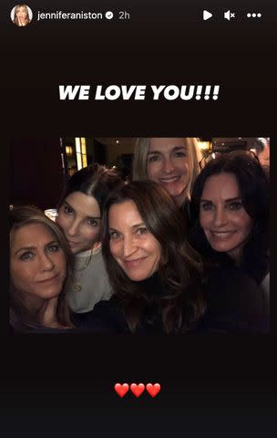 <p>Jennifer Aniston/ Instagram</p> Jennifer Aniston's birthday tribute to Sandra Bullock on Instagram