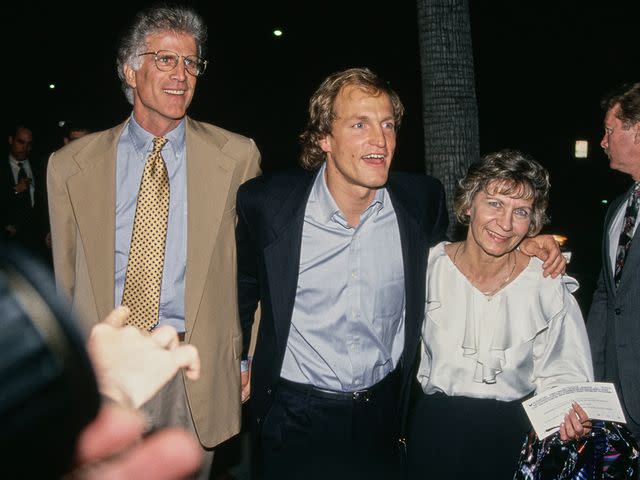 <p>Vinnie Zuffante/Getty</p> Ted Danson, Woody Harrelson, and Harrelson's mother, Diane attend a VIP screening of 'Indecent Proposal' on April 6, 1993.