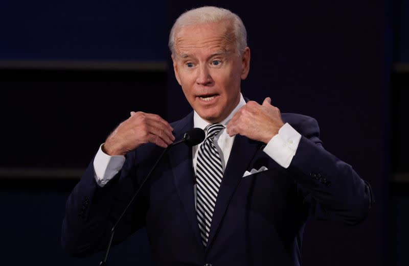 U.S. President Donald Trump and Democratic presidential nominee Joe Biden participate in their first 2020 presidential campaign debate in Cleveland