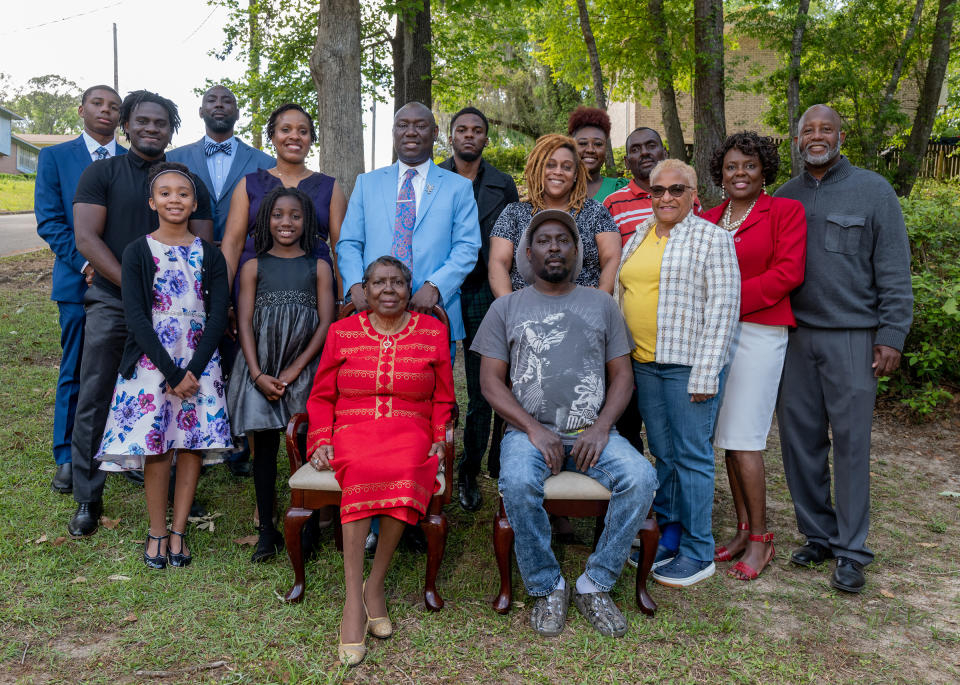 Crump stands behind his mother as the family poses for a photo on Easter Sunday, in Tallahassee, Fla., on April 4.<span class="copyright">Ruddy Roye for TIME</span>