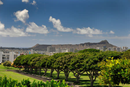 Diamond Head crater on Oahu in Hawaii can be seen in this August 8, 2013 handout photo obtained by Reuters July 6, 2017. Master Sgt. Kendra M Owenby/U.S. Air National Guard/Handout via REUTERS