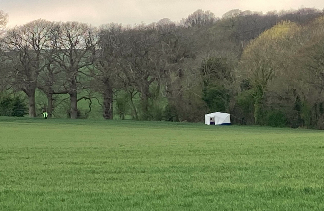 Several fields in the area have been sealed off, with one officer saying it was a 'very big crime scene'. (SWNS)