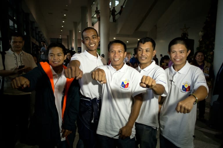 The five Filipino seafarers were among 26 hostages freed from the crew of Naham 3 seized south of the Seychelles in March 2012