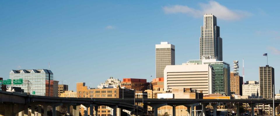 Omaha Nebraska Downtown City Skyline Highway Overpass