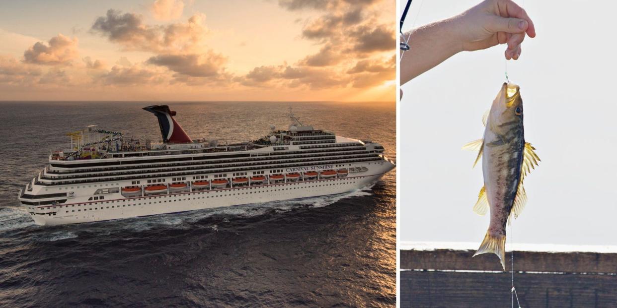 A Carnival cruise; illustrative photo of a man fishing.