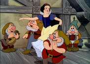 <a href="http://movies.yahoo.com/movie/1804094938/info" data-ylk="slk:SNOW WHITE AND THE SEVEN DWARFS;elm:context_link;itc:0;sec:content-canvas" class="link ">SNOW WHITE AND THE SEVEN DWARFS</a> (1937) - Walt Disney and his creative team came up with over 50 different names for dwarves before settling on the seven in the movie. Some other options included Jumpy, Hungry, Weepy, Tubby, Helpful, Awful, Blabby, Gabby, Crabby, and Flabby.