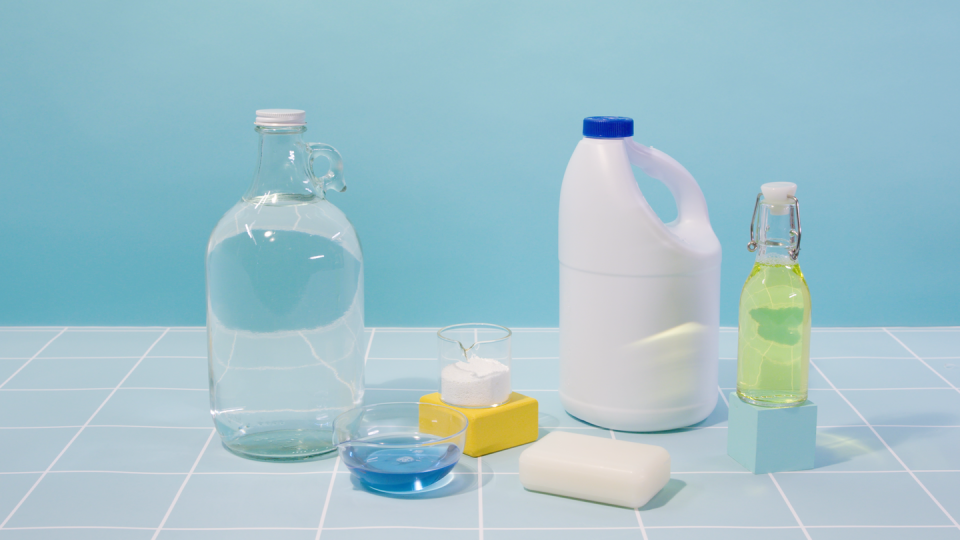 bottles of cleaning products to get rid of blood stains