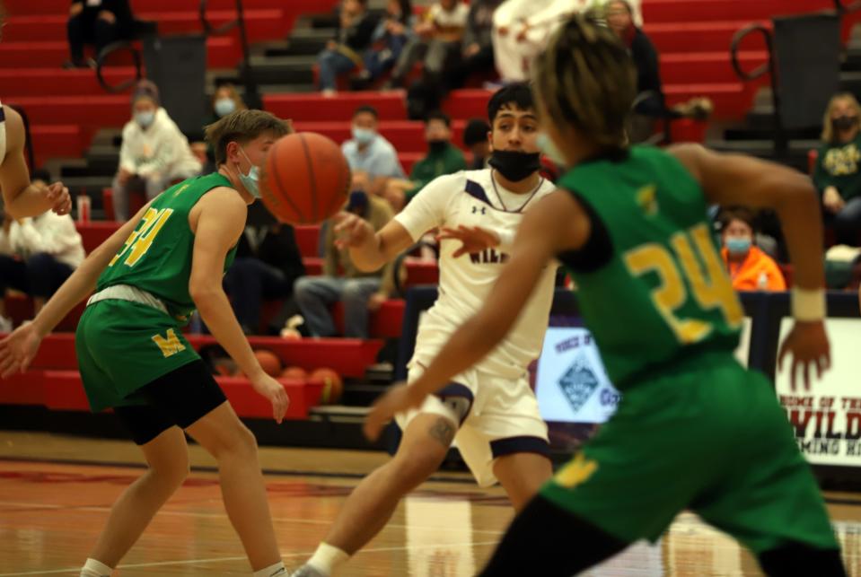 Senior Wildcat guard Kellen Carbajal had success Friday night penetrating the Mayfield defense and kicking the ball out on the perimeter. Carbajal scored 10 points in Deming's 74-54 loss on Friday.