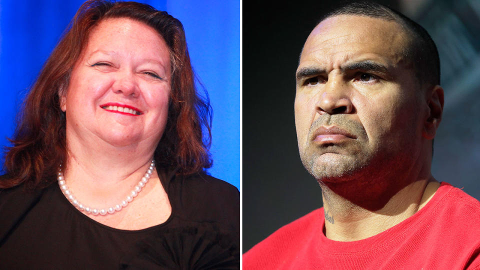 Anthony Mundine has hit out at billionaire Gina Rinehart over the Netball Australia sponsorship furore. Pic: Getty