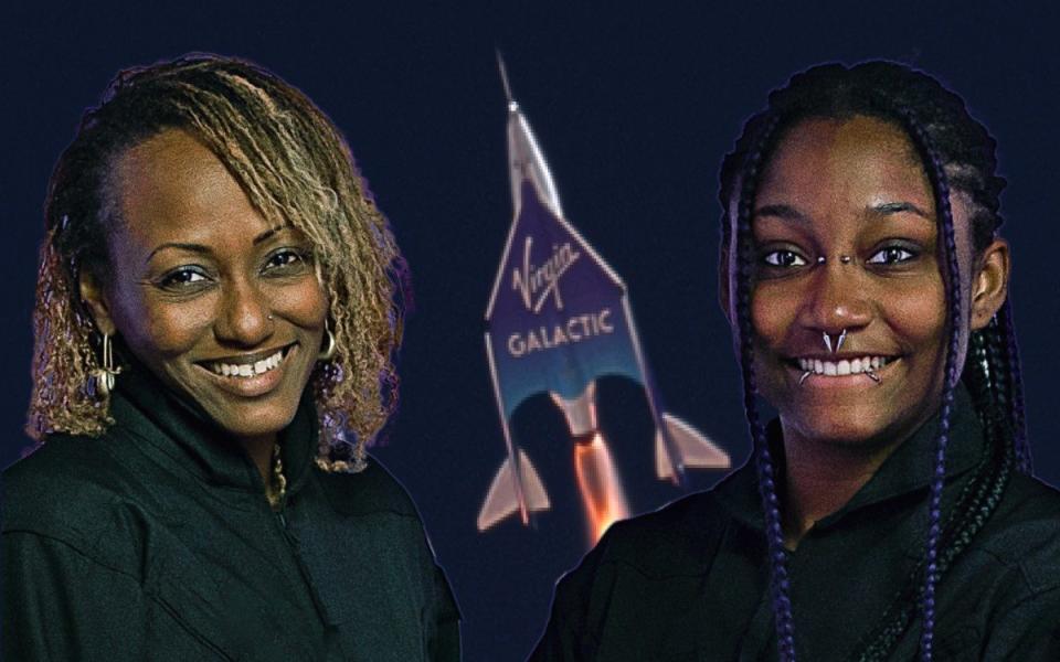 Keisha Schahaff, left, and her daughter Anastatia Mayers will become the first mother and daughter in space on the Virgin Galactic trip