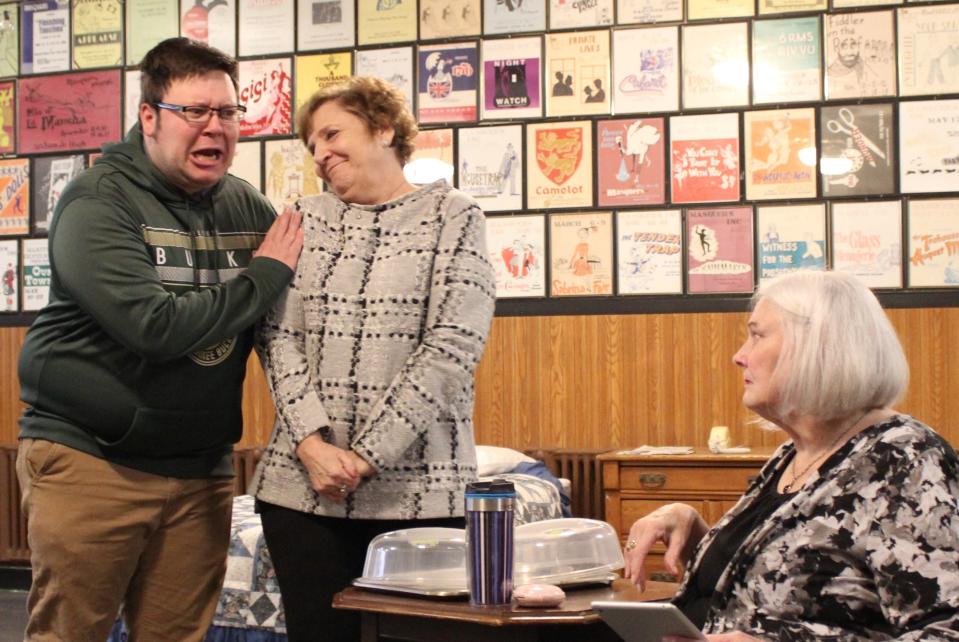Steven Devine, Kathy Kowalski and Mary Kaufmann in the Masquers' production of 'Ripcord.'