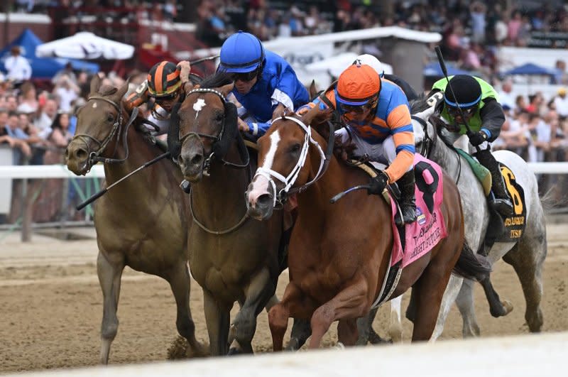 Bright Future wins the Grade 1 Jockey Club Gold Cup, on to Breeders' Cup Classic. Photo by Joe Labozzetta, courtesy of New York Racing Association