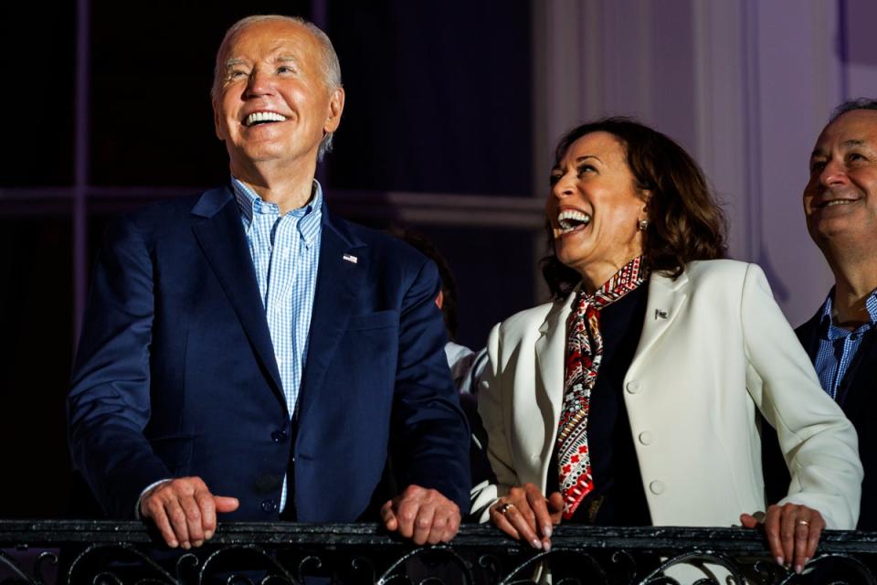 Joe Biden and Kamala Harris at the July 4 event (Getty Images)