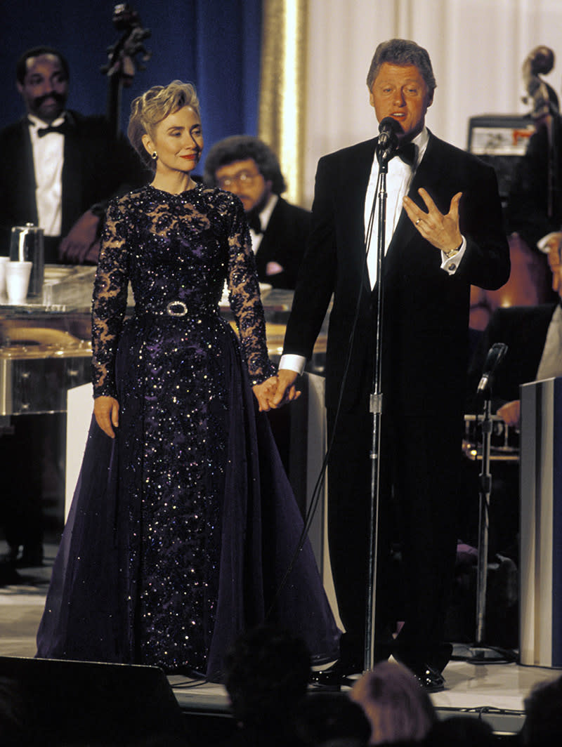 Hillary Clinton in a midnight blue gown on January 20, 1993