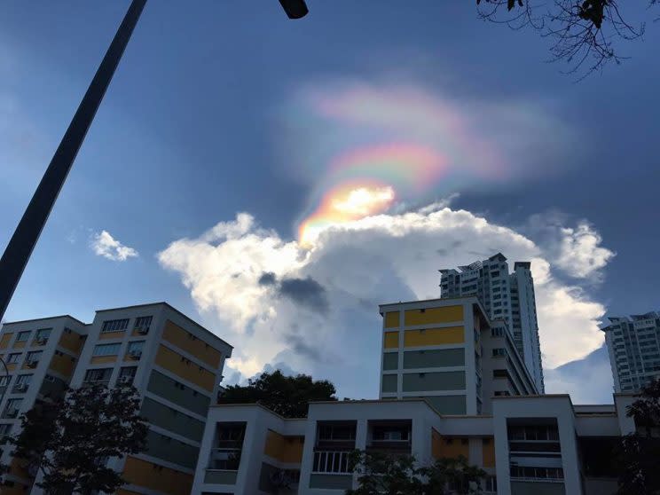 The fire rainbow was seen in Singapore (Picture and main picture above: Michael Seow/Facebook)