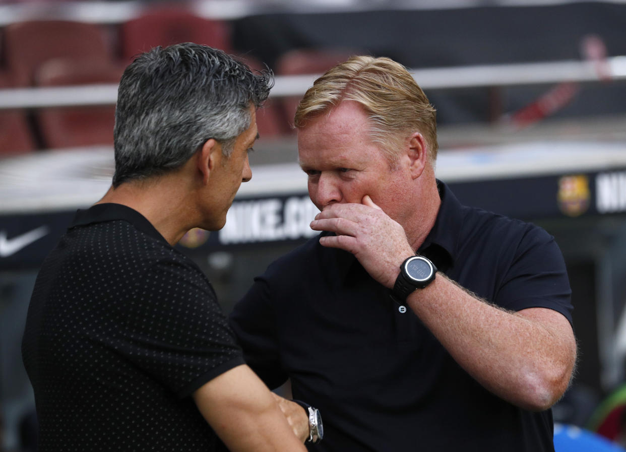 El entrenador del Barcelona, Ronald Koeman, calificó como "un palo muy fuerte" la marcha de Leo Messi al Paris Saint Germain y aseguró que la cesión del francés Antoine Griezmann al Atlético de Madrid "fue una putada". (Foto: Reuters)