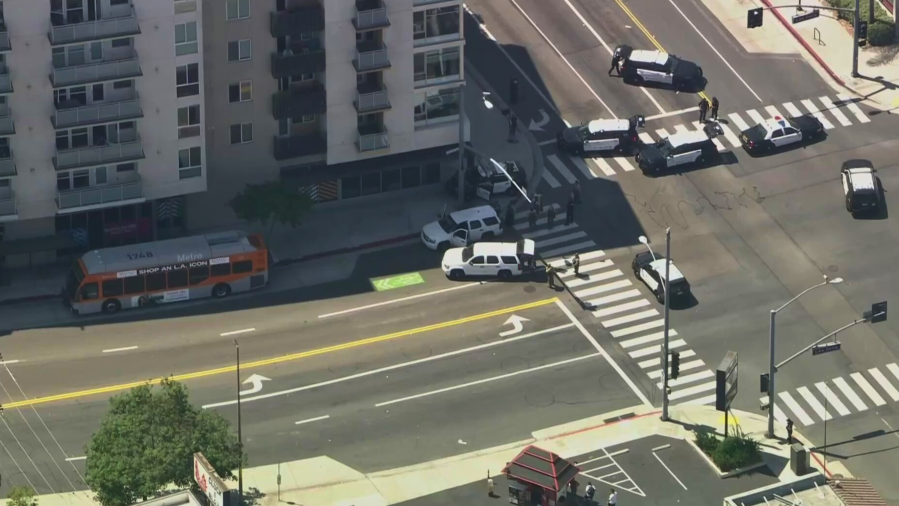 Law enforcement responds to a report of an armed suspect on a bus in Glendale