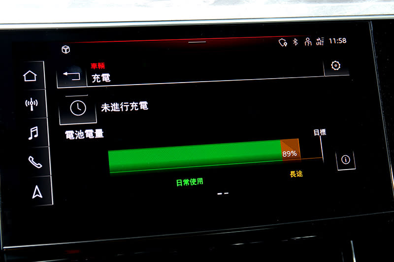 從中控或儀表可觀看剩餘電量及行駛里程。