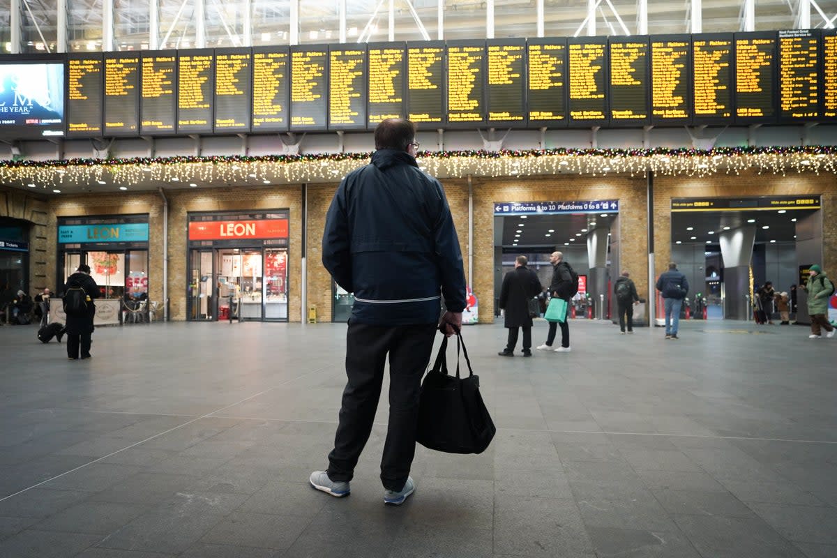 Strikes by railway workers will cause severe disruption to services on Christmas Eve, Network Rail has warned (James Manning/PA) (PA Wire)