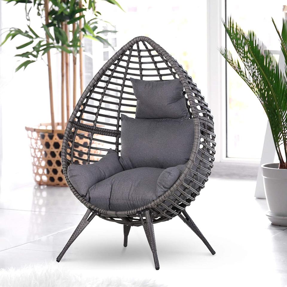 Outsunny Egg Chair Rattan Wicker Lounge Chair. Image via Amazon.