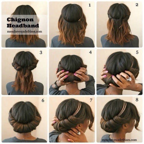 <p>Tuck locks under a headband and let them out the next day for natural waves.</p><p>Get the full tutorial <a href="http://www.mescheveuxdefrises.com/" rel="nofollow noopener" target="_blank" data-ylk="slk:here.;elm:context_link;itc:0;sec:content-canvas" class="link ">here. <br></a></p>