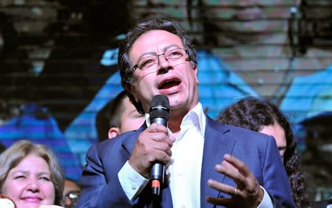 Presidential candidate Petro addresses supporters after being defeated by Duque in Colombia's presidential election in Bogota - Credit: Reuters