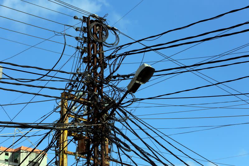 FILE PHOTO: Electricity cables are seen in Tyre