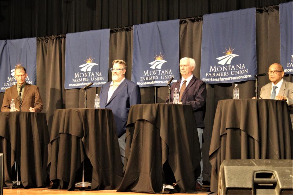 All four Democratic candidates to represent Montana's eastern congressional district appeared at a public debate in Great Falls on Friday