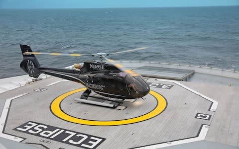 Helicopter on deck of Scenic Eclipse