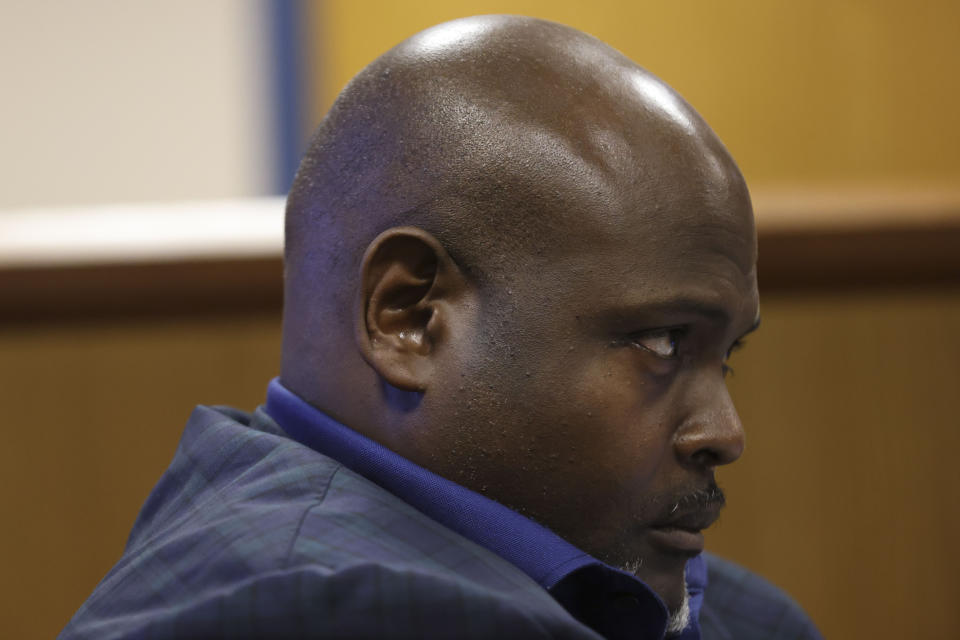 Terrence Bradley, Nathan Wade’s former business partner, testifies during a hearing on the Georgia election interference case, Friday, Feb. 16, 2024, in Atlanta. The hearing is to determine whether Fulton County District Attorney Fani Willis should be removed from the case because of a relationship with Wade, special prosecutor, she hired in the election interference case against former President Donald Trump. (Alyssa Pointer/Pool Photo via AP)