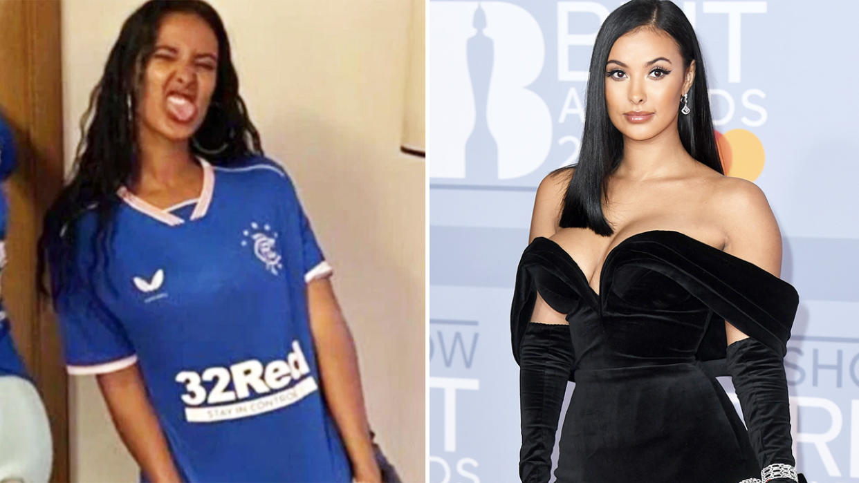 Maya Jama, pictured here in her Rangers jersey.