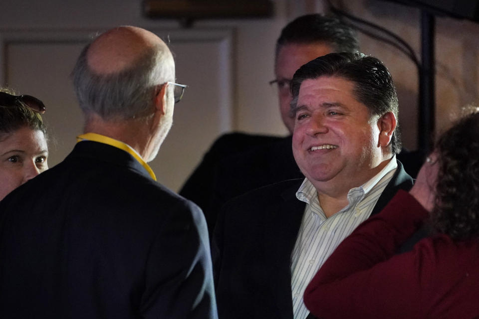 Illinois Gov. J.B. Pritzker attends a panel discussion on literacy at the National Governors Association summer meeting, Friday, July 15, 2022, in Portland, Maine. (AP Photo/Robert F. Bukaty)