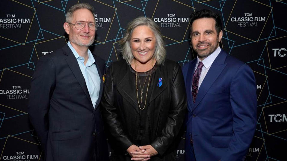 (L-R) Managing Director of TCMFF Mark Wynns, Ricki Lake and Mario Cantone attend the screening of 'Hairspray' during the 2023 TCM Classic Film Festival