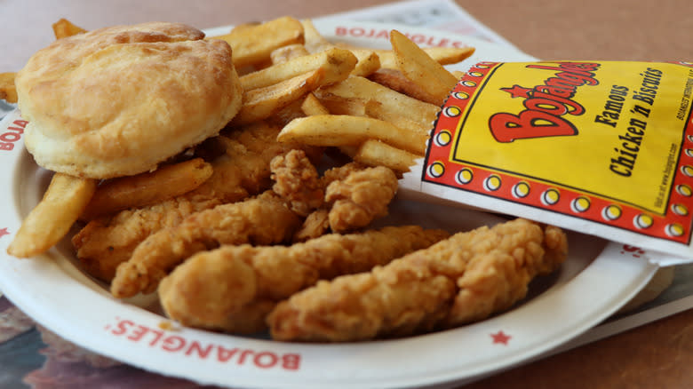 Bojangles fried chicken, biscuits and fries