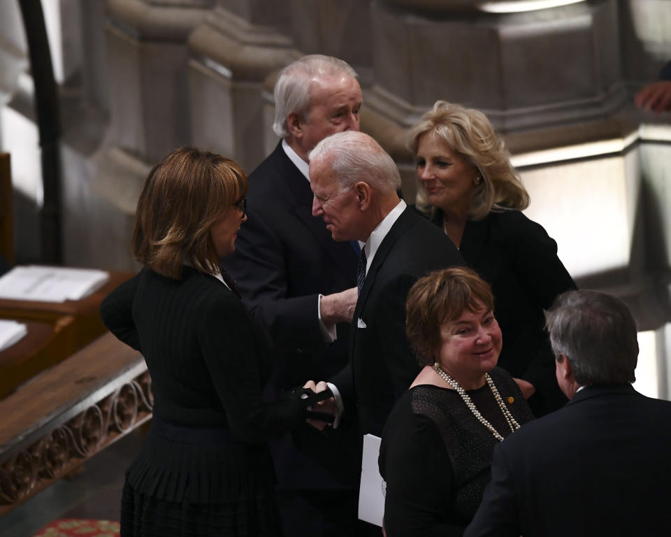 Former Vice President Joe Biden(C) arrives for the funeral service for former President George H W. Bush at the National Cathedral in Washington, D.C., on Dec. 5, 2018. (Photo: Brendan Smialowski/AFP/Getty Images)