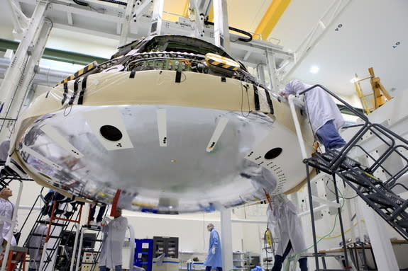 NASA's Orion spacecraft boasts the world's largest heat shield at 16.5 feet (5 meters) in diameter. Image uploaded June 5, 2014.