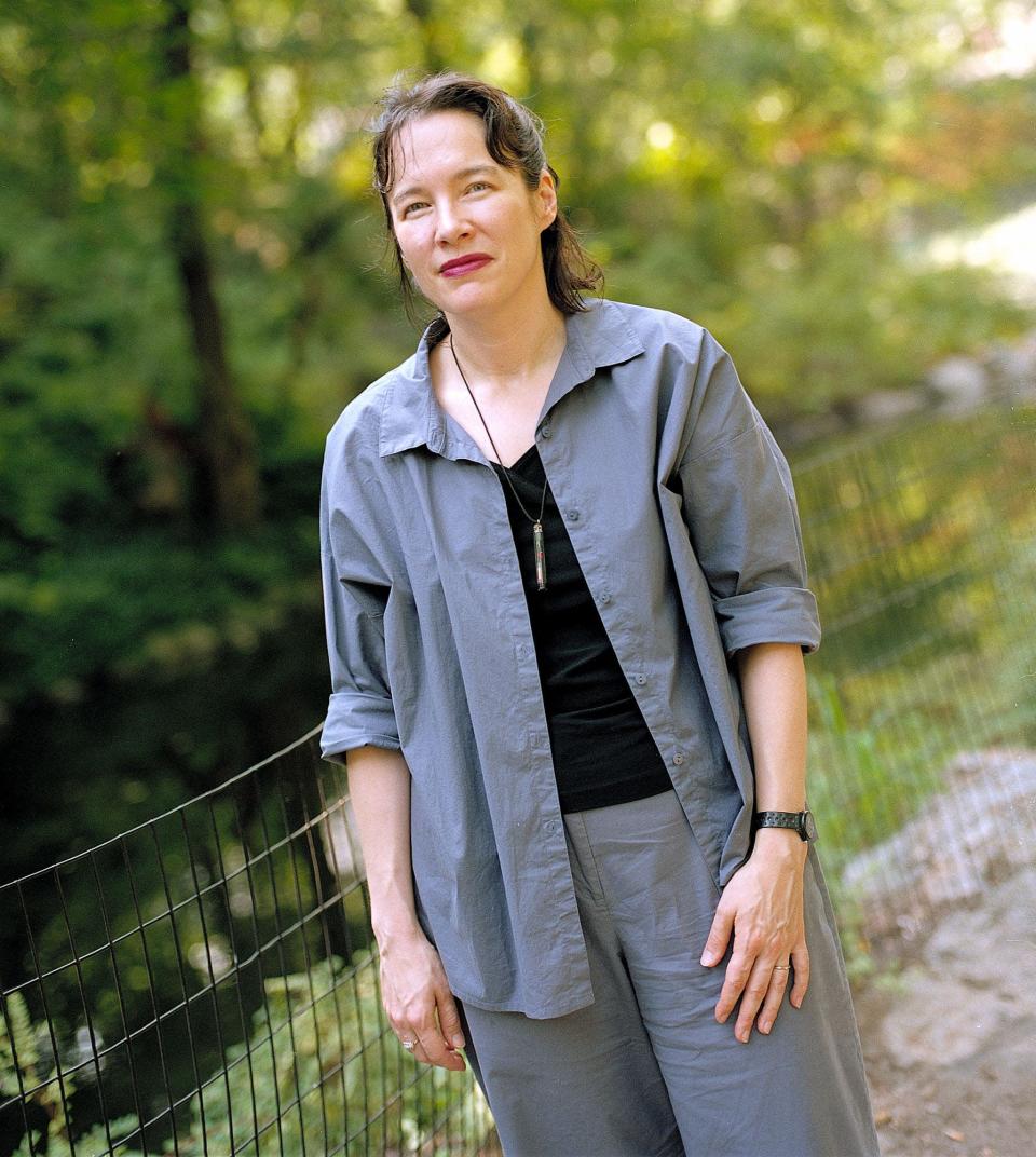 Author Alice Sebold poses for a photo in New York&#39;s Central Park, July 30, 2002.
