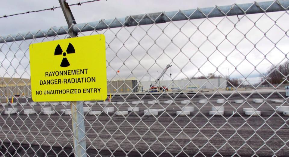 This Nov. 1, 2013 photo shows rows of chambers holding intermediate-level radioactive waste in shallow pits at the Bruce Power nuclear complex near Kincardine, Ont., on the shores of Lake Huron. 