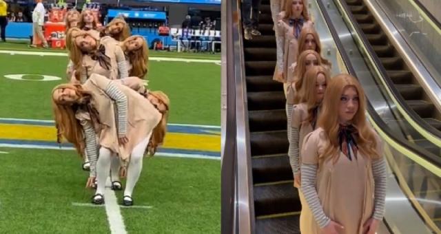 Robotic dolls' from James Wan's upcoming film 'M3GAN' spook fans at LA  Chargers game