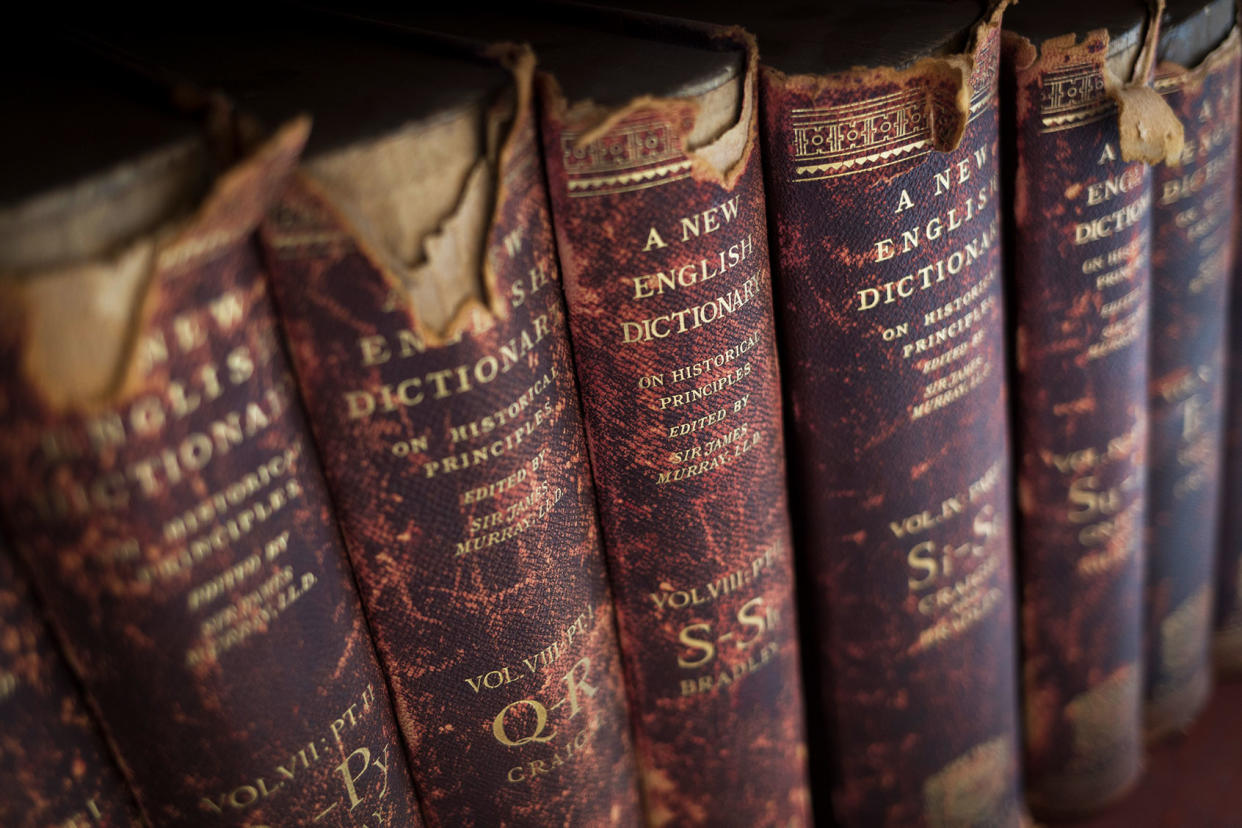 Antiquarian copies of The New English Dictionary Richard Baker / In Pictures via Getty Images Images