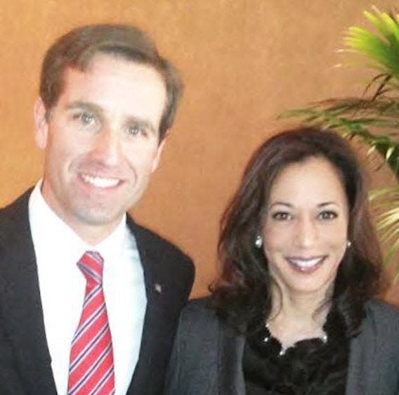 A photo of Beau Biden and Kamala Harris. The California senator tweeted this photo out on the anniversary of Biden's death in May.