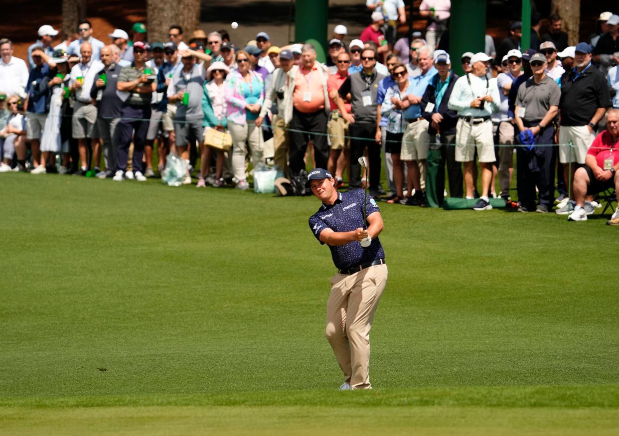 Sepp Straka hits toward the No. 2 green during the first round of the Masters Tournament in Augusta, Georgia, on April 11, 2024.