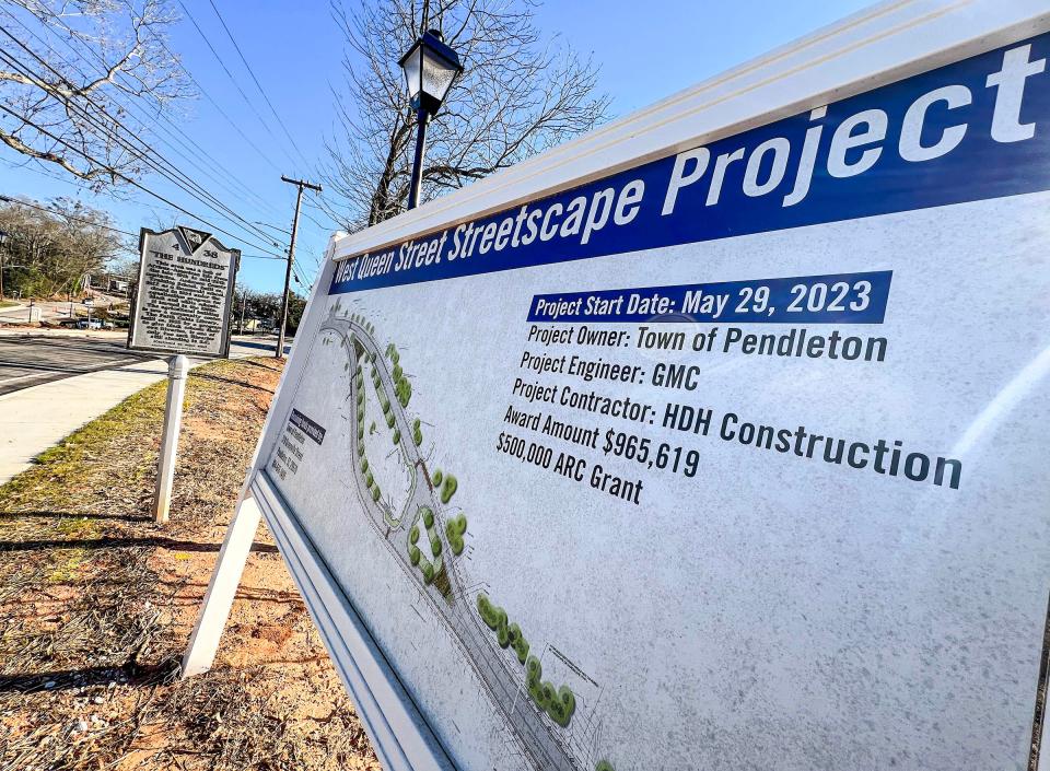 Renovations for the West Queen Street Streetscape Project in Pendleton, near the Pendleton Community Center in January 2024.