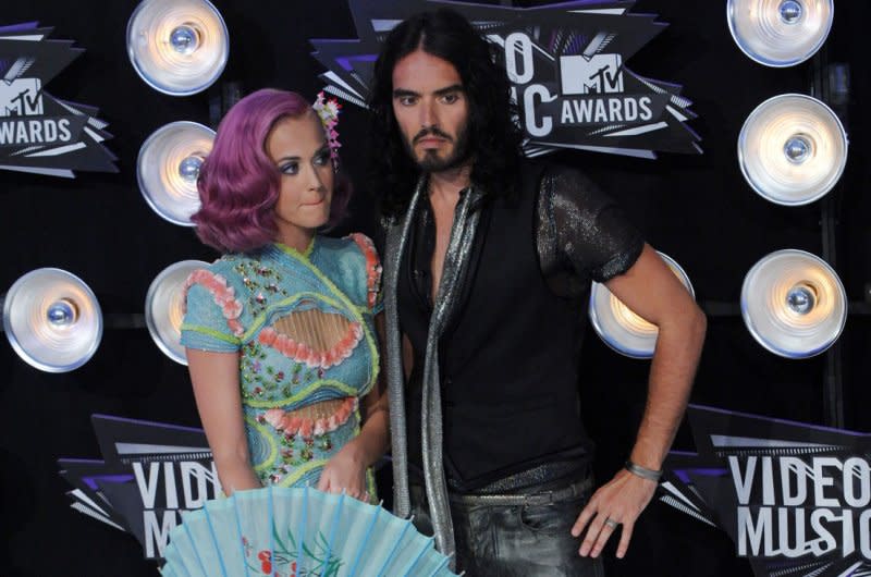 Katy Perry and her husband, actor Russell Brand arrive at the MTV Video Music Awards in Los Angeles in 2011. Brand reflected on his brief marriage to Perry on Sunday's episode of "Running Wild with Bear Grylls: The Challenge." File Photo by Jim Ruymen/UPI