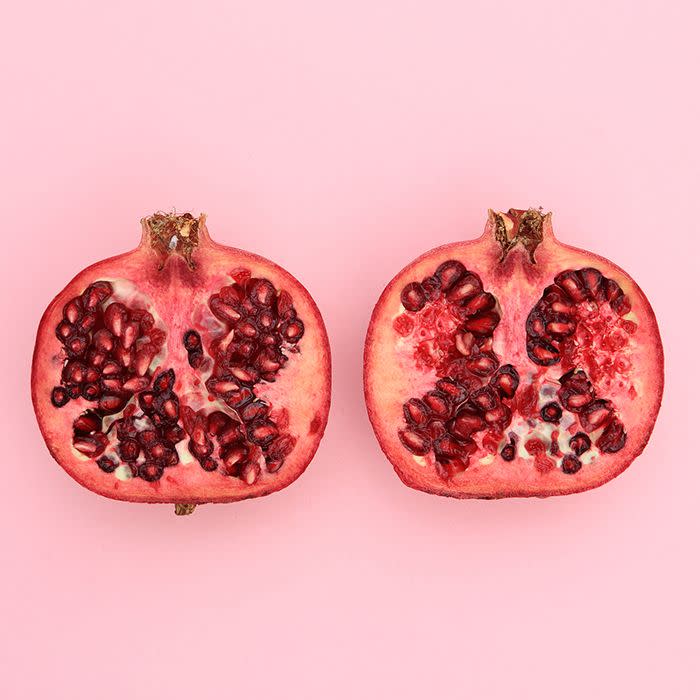 <p>Whether you're a seed gal or prefer your pomegranates in juice-form, you're sure to reap the fruit's cholesterol-lowering powers: "Any form of pomegranate — whether the arils or the juice — could help control cholesterol by slowing its buildup," says <a href="http://amydgorin.com/" rel="nofollow noopener" target="_blank" data-ylk="slk:Amy Gorin;elm:context_link;itc:0;sec:content-canvas" class="link ">Amy Gorin</a>, MS, RDN, New Jersey-based dietitian and owner of Amy Gorin Nutrition. </p>