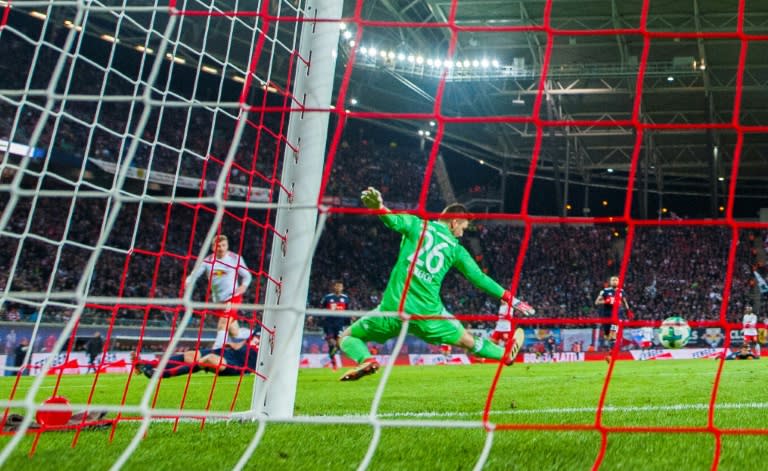 Winning moment: Timo Werner fires Leipzig's winner in the 2-1 win over Bayern Munich