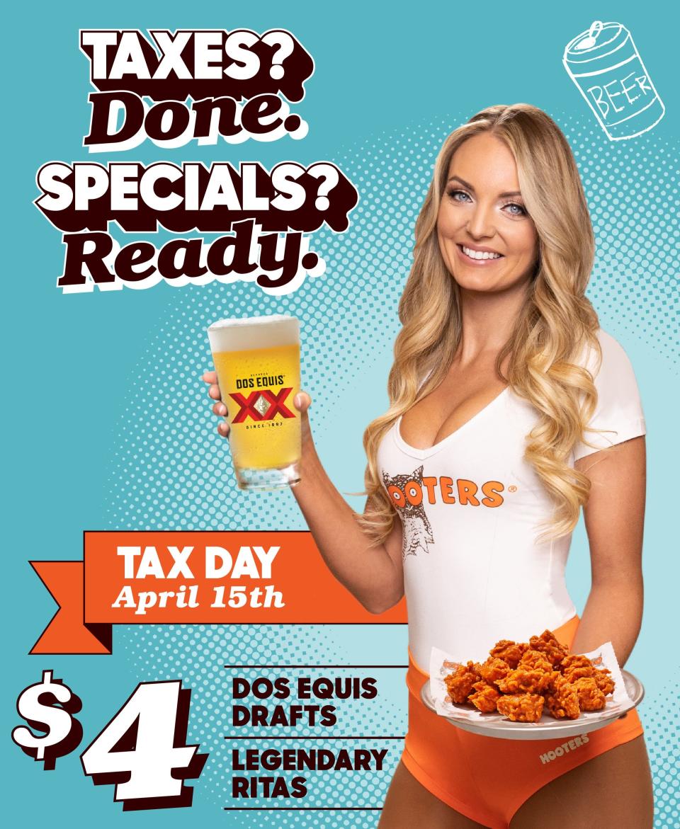 Hooters is offering customers a BOGO wing deal and drink specials on Monday, April 15 to celebrate Tax Day.