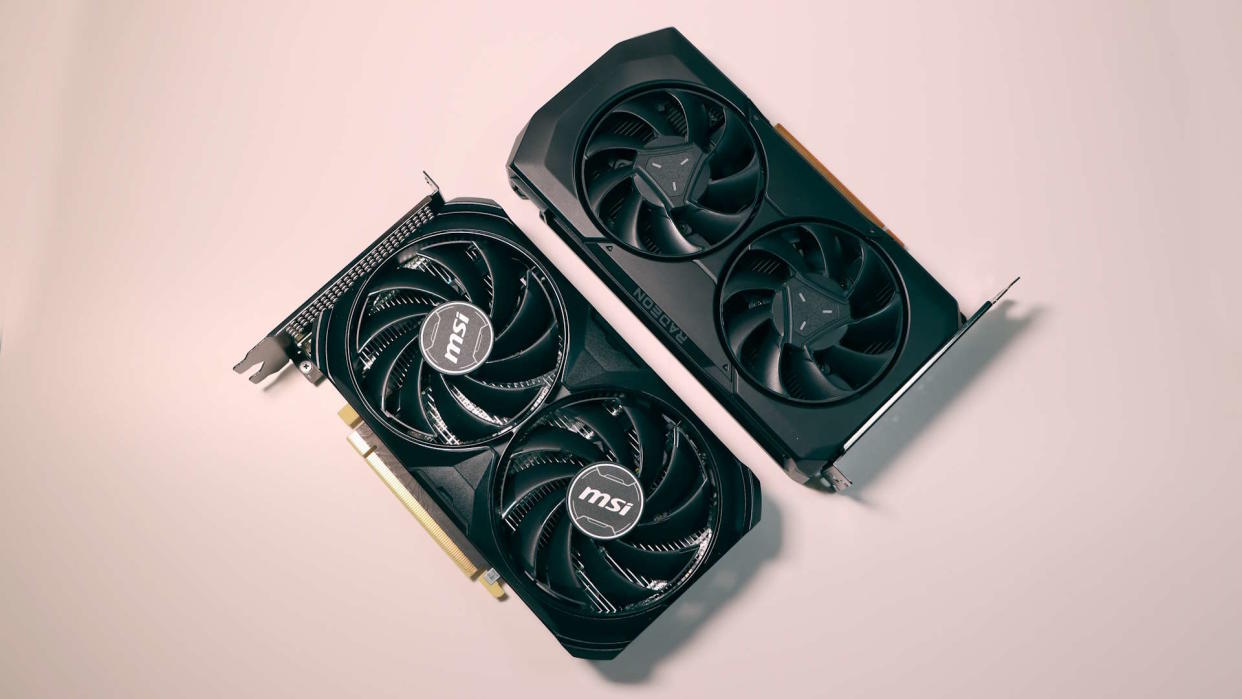  Nvidia GeForce RTX 4060 and AMD Raden RX 7600 side by side 